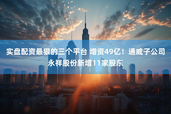 实盘配资最狠的三个平台 增资49亿！通威子公司永祥股份新增11家股东