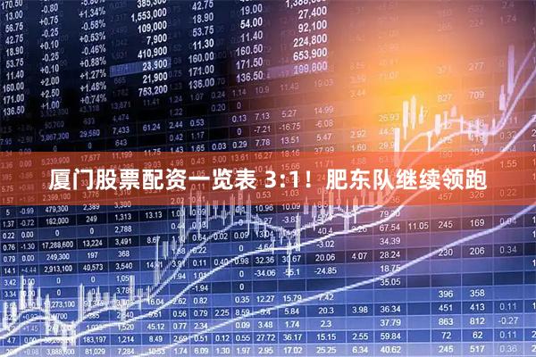 厦门股票配资一览表 3:1！肥东队继续领跑